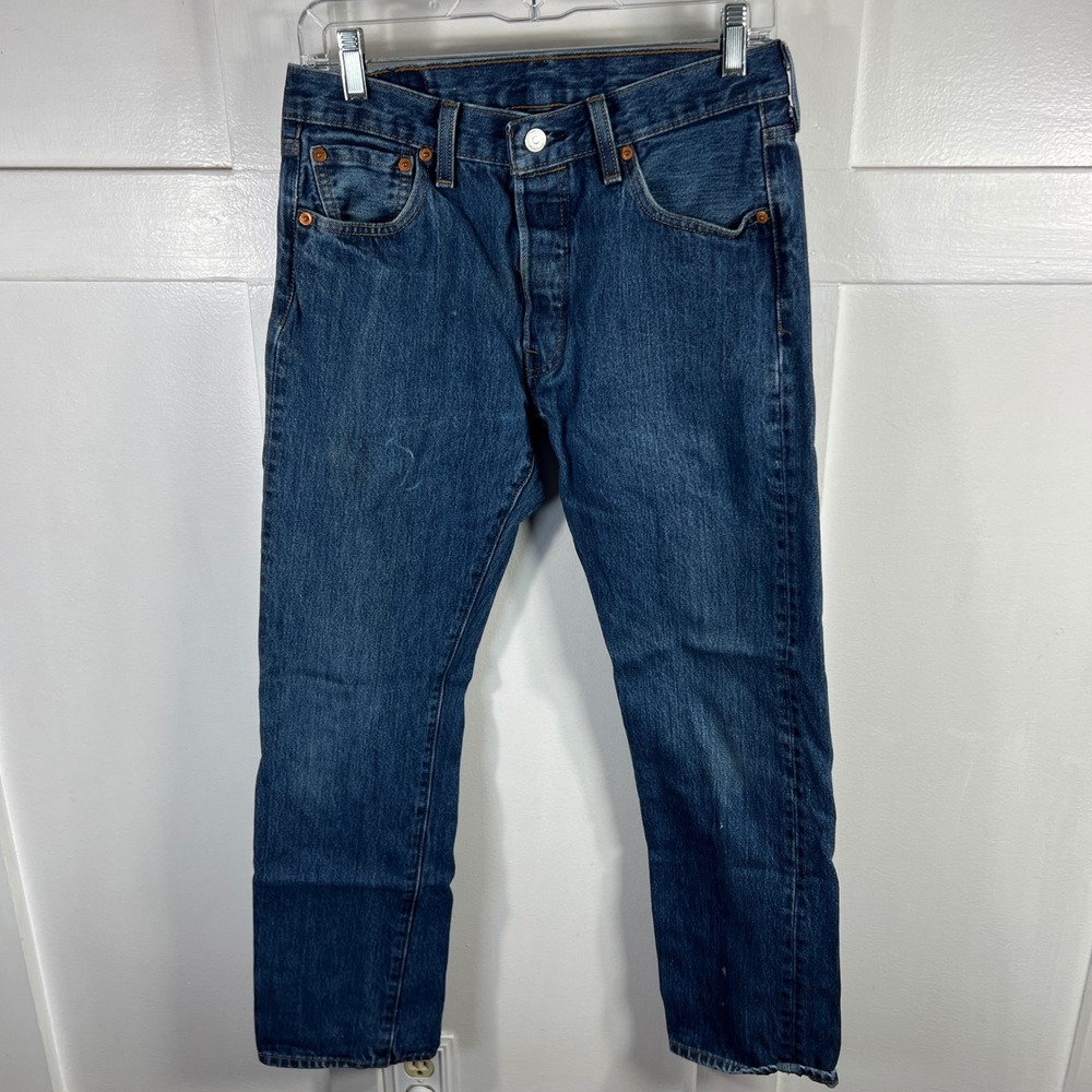 Levis 501 Original Fit Straight Leg Dark Wash Denim Jeans Mens 30x30 1805